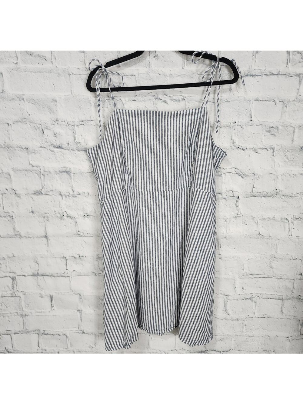 Old navy mini dress Sz XXL stripe sleeveless sundress pockets linen blend A19